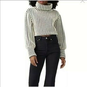 SID NEIGUM Wool Striped Wool Cropped Top Turtlenec